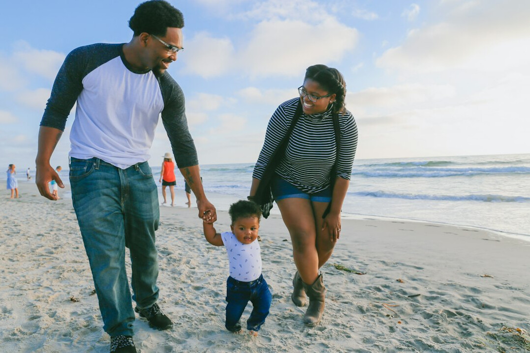 family on beach vacation